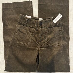 Maeve Olive Green Corduroy Wide-Leg Pants